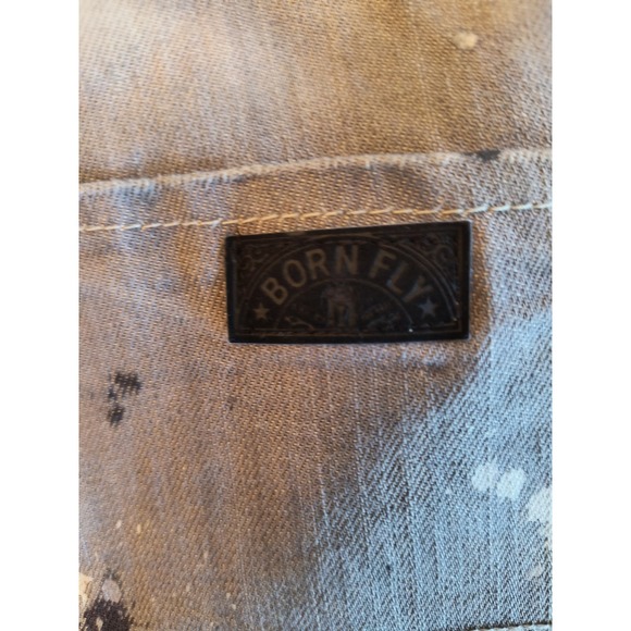 Born Fly Jeans Men's Size 40 Gray Denim Button Fly Straight Leg Paint Splatter - Picture 10 of 16